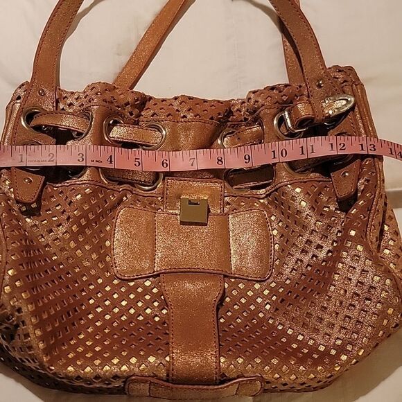 Jimmy Choo Tan Metallic Riki Shoulder Bag - Picture 13 of 14